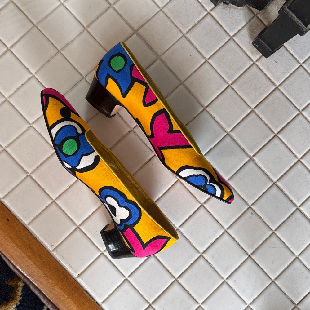 Escada Multicolor Artistic low heel shoes-‎ vintage from the 80’s- retail 600 - Picture 2 of 5